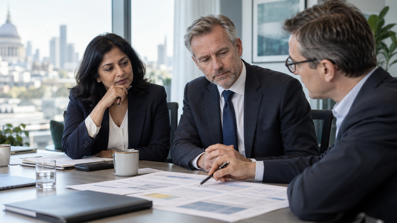 Executives reviewing cyber risk responsibilities and governance